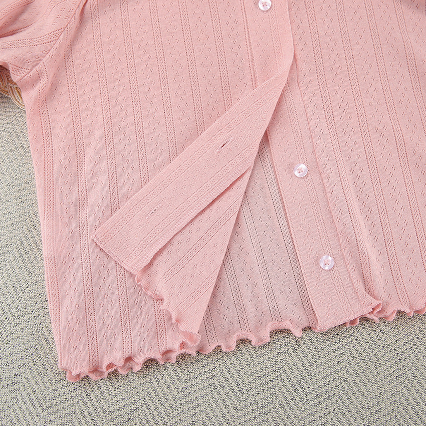 Spring knit long sleeve camisole shorts pajama set