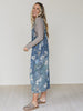 Floral print wide leg denim overalls women