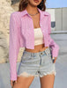 Solid Button Front Crop Shirt