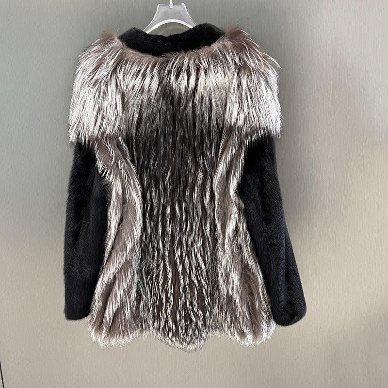 IN STOCK Women’s Mink and Real Fox Fur Coat Winter Jacket