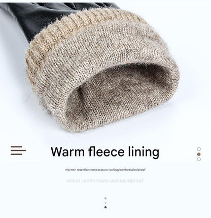 Men's leather gloves with fleece lining