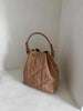 Small Quilted Leather Bucket Shoulder Bag for Women