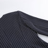 Women Navy Blue Pinstripe Blazer Skirt Set Two-Piece Outfit