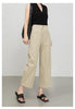 High waisted cropped pants women with rolled cuffs