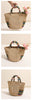 Woven Summer Straw Raffia Tote with Rainbow Handles