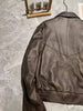 Brown sheepskin leather flight jacket with dropped shoulder