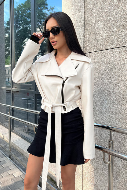 Short Motorcycle PU Leather Cropped Biker Style Women