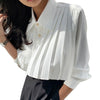 Pleated Design Solid Button Front Shirt