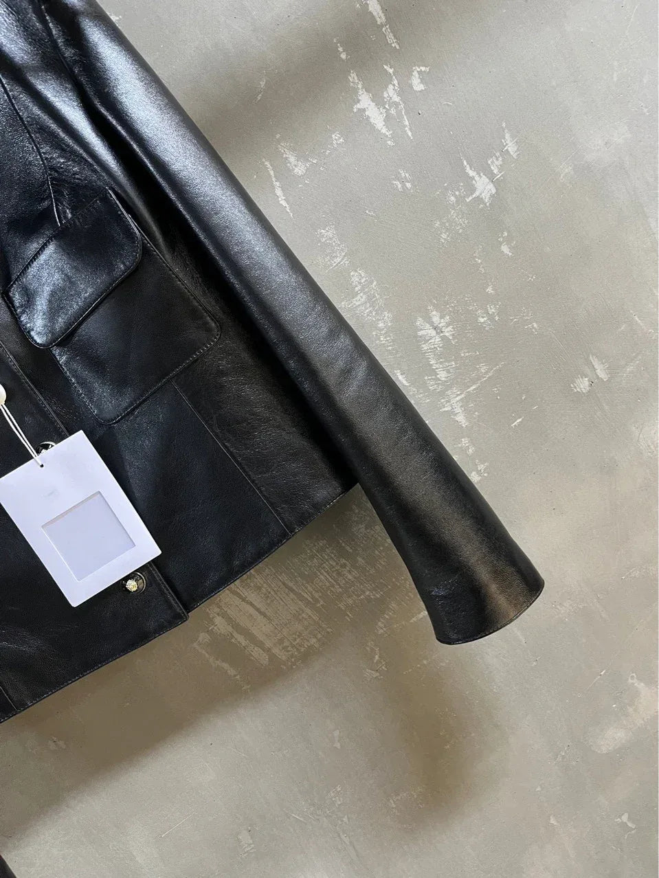 Black Leather Bomber V Neck Jacket Women