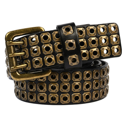 Studded Leather Belts with Rivets Western Cowboy