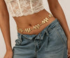 Gold Waist Chain with Sculptural Wave Pattern for Women