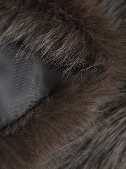 Women faux fur stand collar zipper vest