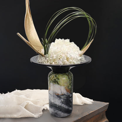 Natural Marble Round Flower Vase Modern Hotel & Home Table Decoration