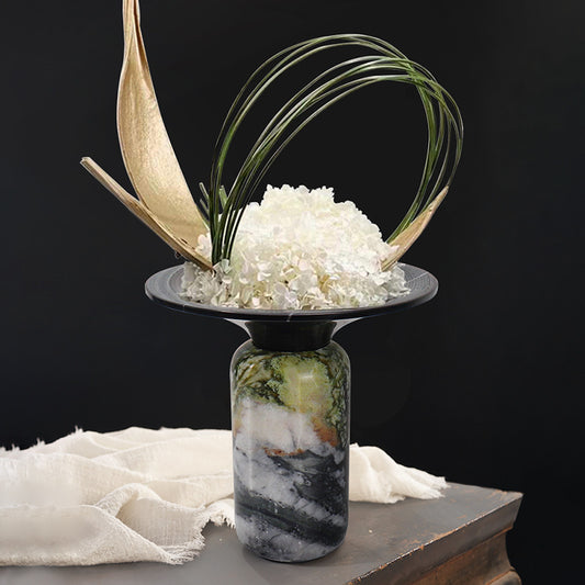 Natural Marble Round Flower Vase Modern Hotel & Home Table Decoration