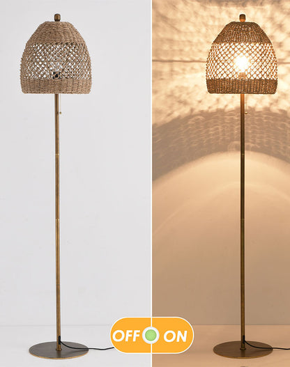 Handwoven Bamboo Floor Lamp Rattan Shade