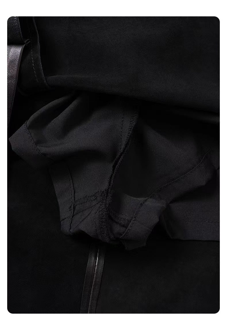 High Waist Leather Midi Skirt Black Swing A-Line Skirt