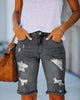 Distressed Pockets Denim Shorts Women