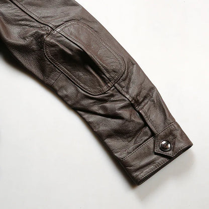 Men Brown Belted Leather Hunting Jacket