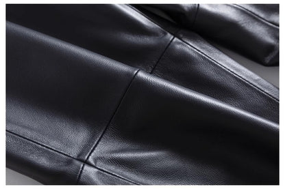 High Waisted Black Women Leather Pants Harem Style