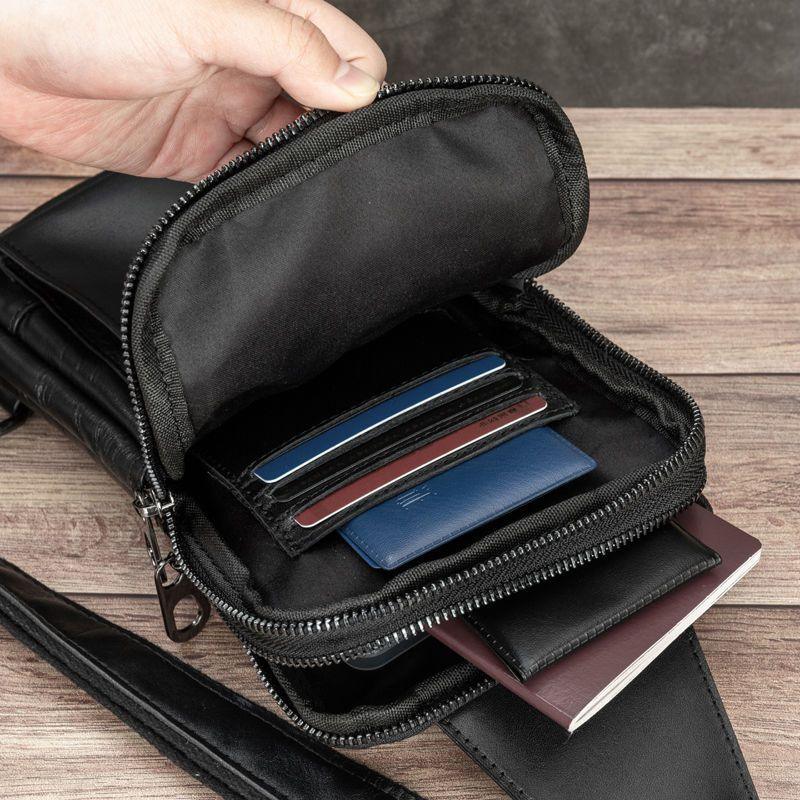 Men’s Top-Grain Cowhide Leather Chest Bag