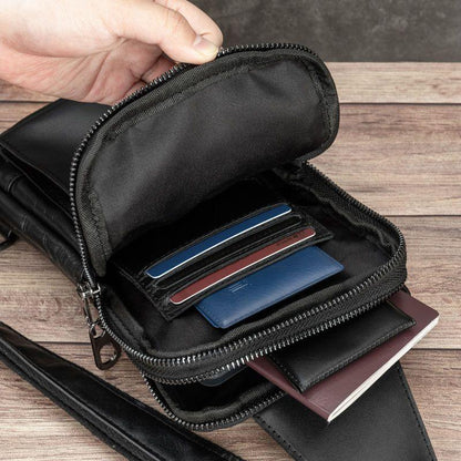 Men’s Top-Grain Cowhide Leather Chest Bag
