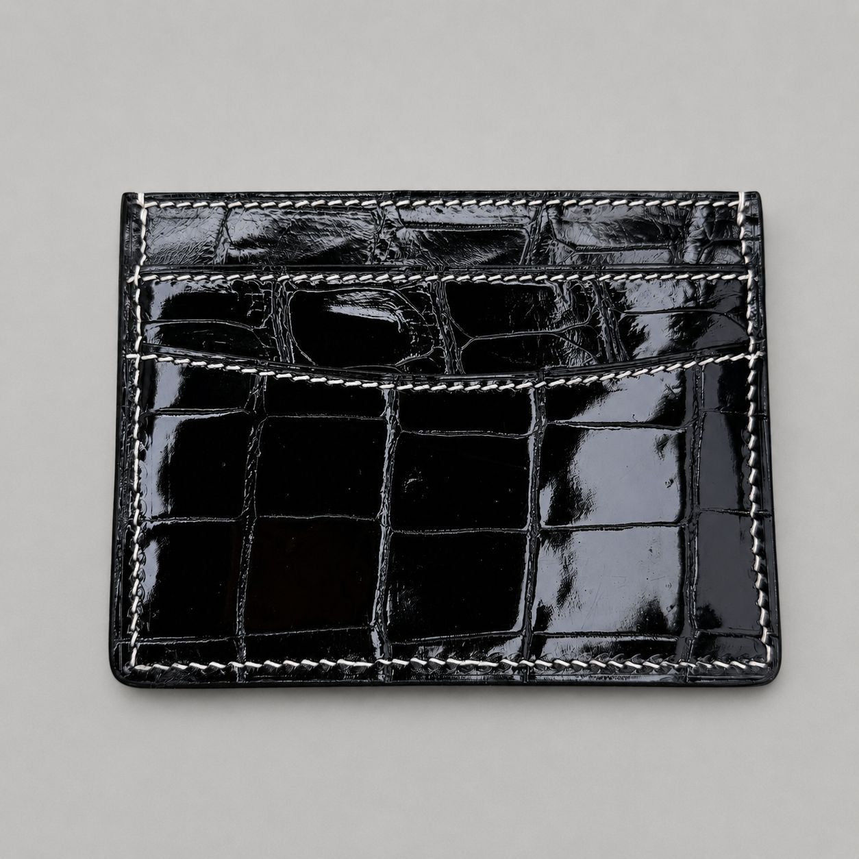 Black Crocodile Leather Card Holder for Men