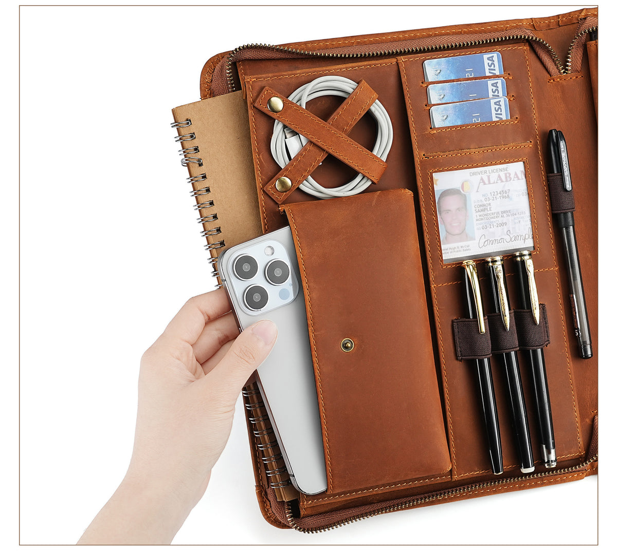 Leather iPad Organizer Portfolio in Crazy Horse Leather for Business