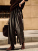 High waist cropped leather wide leg pants