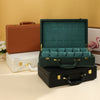 leather watch box brown storage with gold clasp