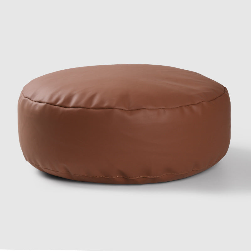 Faux Leather Pouf Ottoman Cover with Carry Handle
