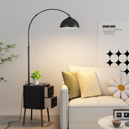 Floor Arc Lamp with Table, Drawer and Wireless Charger