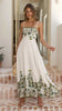 Tropical Palm Print Spaghetti-Strap Empire-Waist Maxi Beach Dress