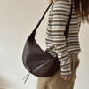 Brown Full Grain Leather Messenger Crossbody Bag for Women