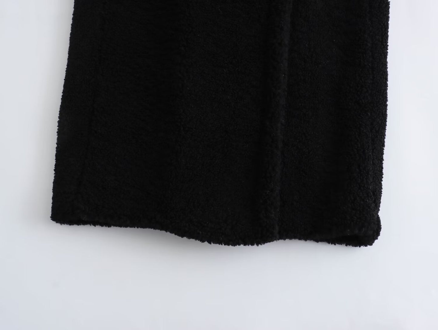 Terry fabric long teddy coat