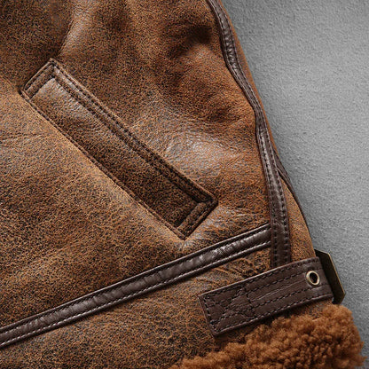Men’s Real Fur Sheepskin B3 Bomber Leather Jacket