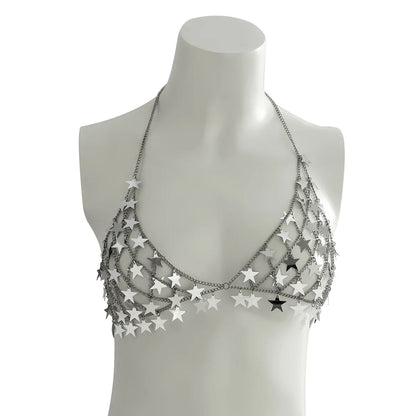 Metal Sequin Star Body Chain Festival Top