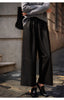 High waist cropped leather wide leg pants