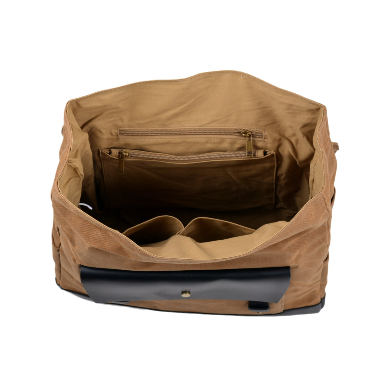 Canvas Motorcycle Saddlebag with Waxed Finish and Cowhide Leather Straps