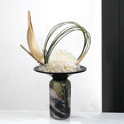 Natural Marble Round Flower Vase Modern Hotel & Home Table Decoration