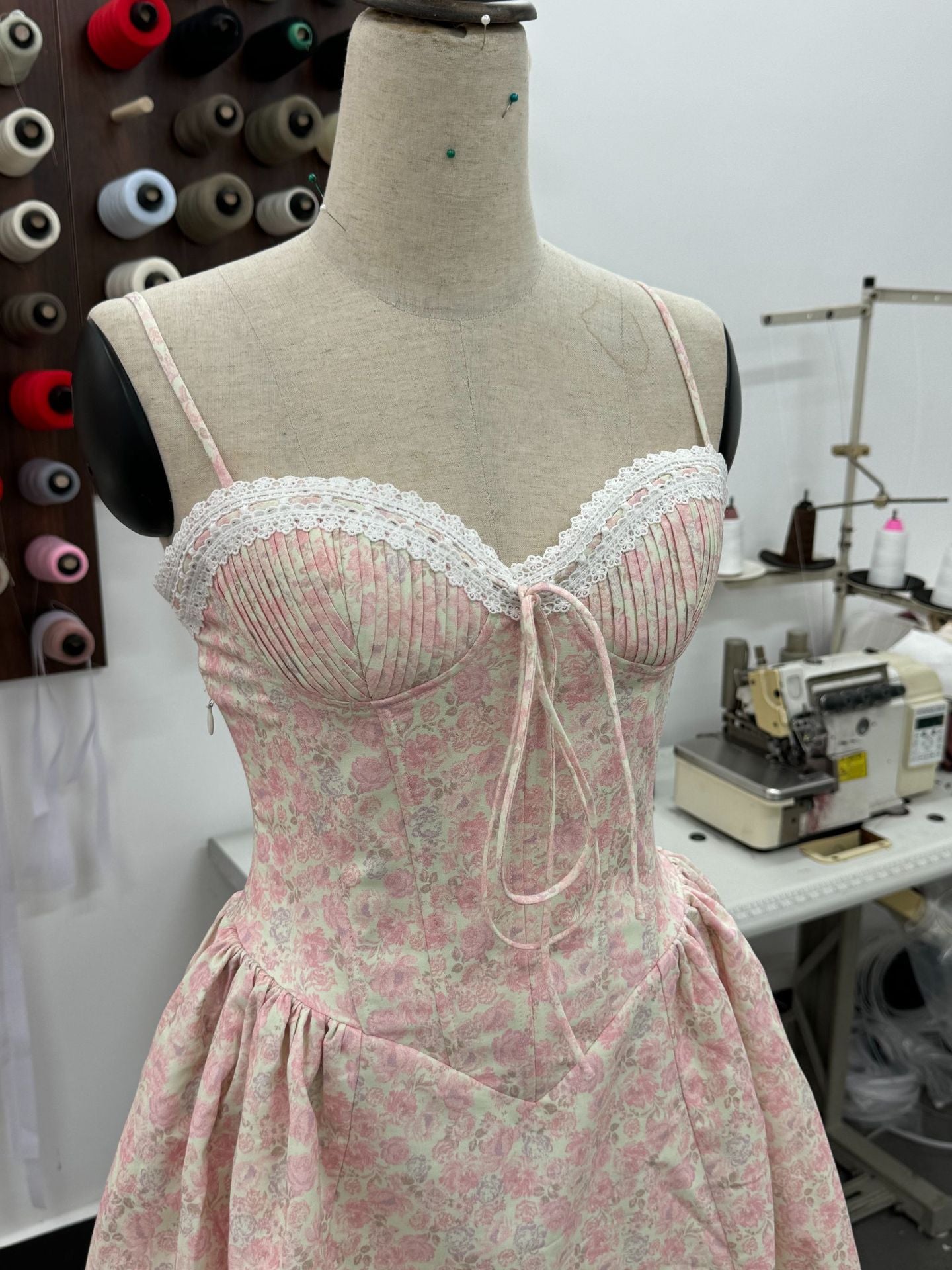 pink corset midi dress seaside vacation sleeveless flowy summer fit