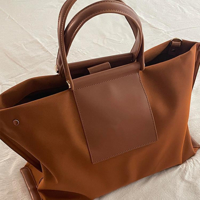 Textured Retro Brown Canvas Tote Bag Women