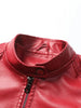 Red Faux Leather Jacket for Women Imitation Biker Leather Coat