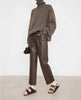 Women’s High Rise Genuine Straight Leather Pants Brown