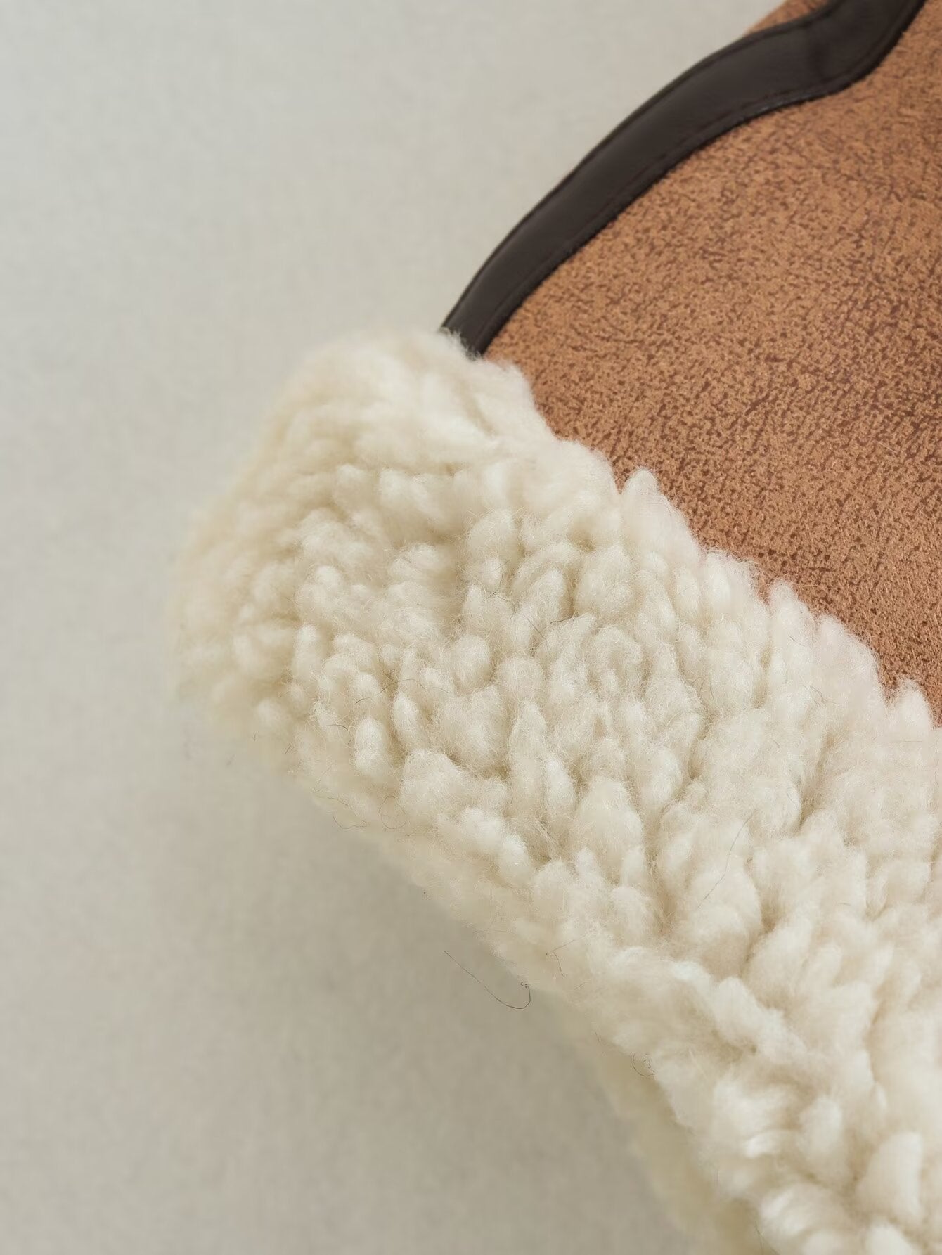 Faux suede fleece lined sleeveless vest jacket