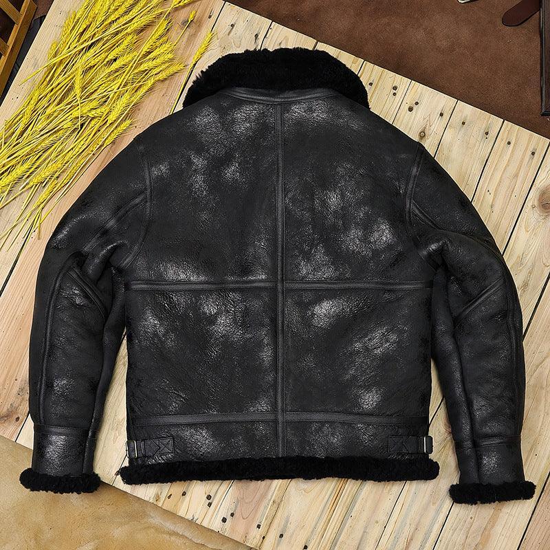 Shearling Jacket Leather Aviator Jacket for Men