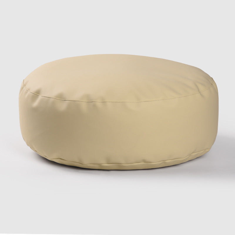 Faux Leather Pouf Ottoman Cover with Carry Handle