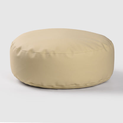 Faux Leather Pouf Ottoman Cover with Carry Handle