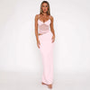 Blush pink mesh cutout bodycon maxi dress women