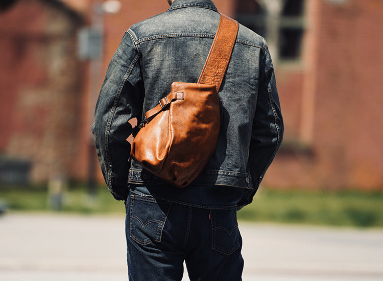 Men’s Genuine Leather Waist Bag Crossbody Chest Belt Bags