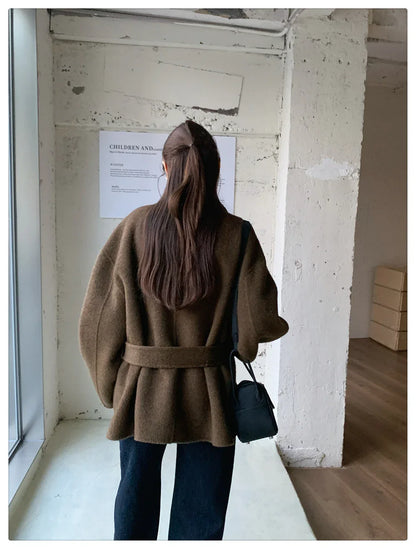 Short Double-Sided Hand-Sewn Wool Coat